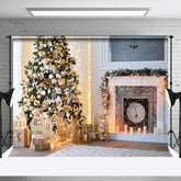 Lofaris Festive Sweet Home Tree Fireplace Christmas Backdrop